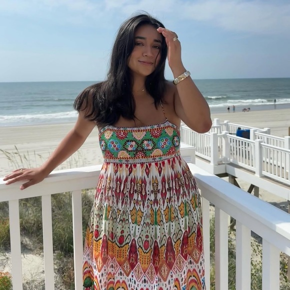 🦋 BLOGGERS FAVORITE 🦋 ZARA MULTICOLOURED SHORT EMBROIDERED DRESS SIZE S - Picture 7 of 16